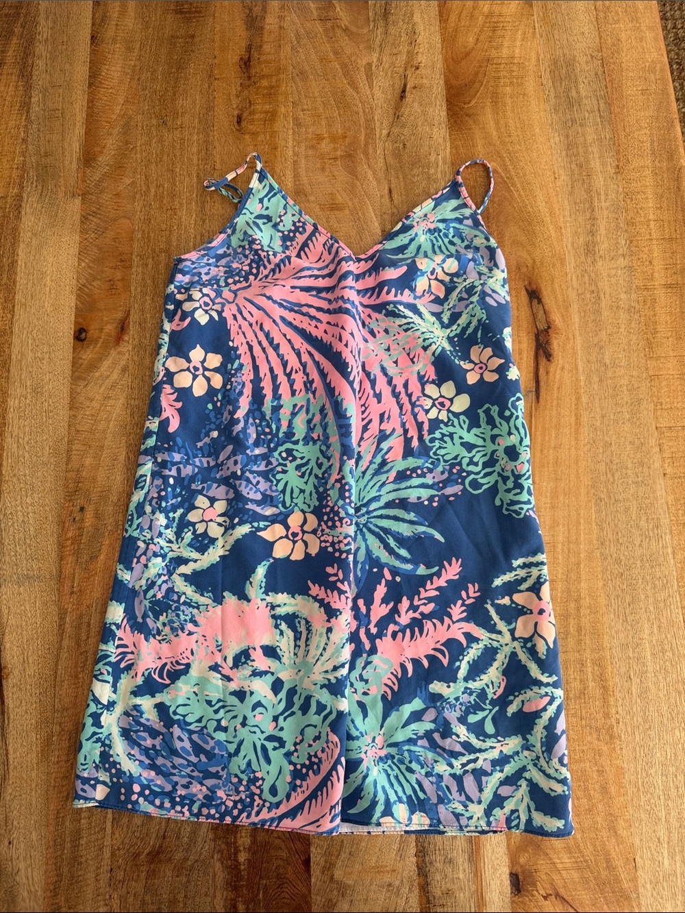 Lilly Pulitzer Navy Mini Dress with Pink and Green Floral Print